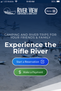 With responsive web design, the mobile search result for River View Campground includes a hamburger menu that is access through a drop-down. This keeps the page clean and easy to navigate.